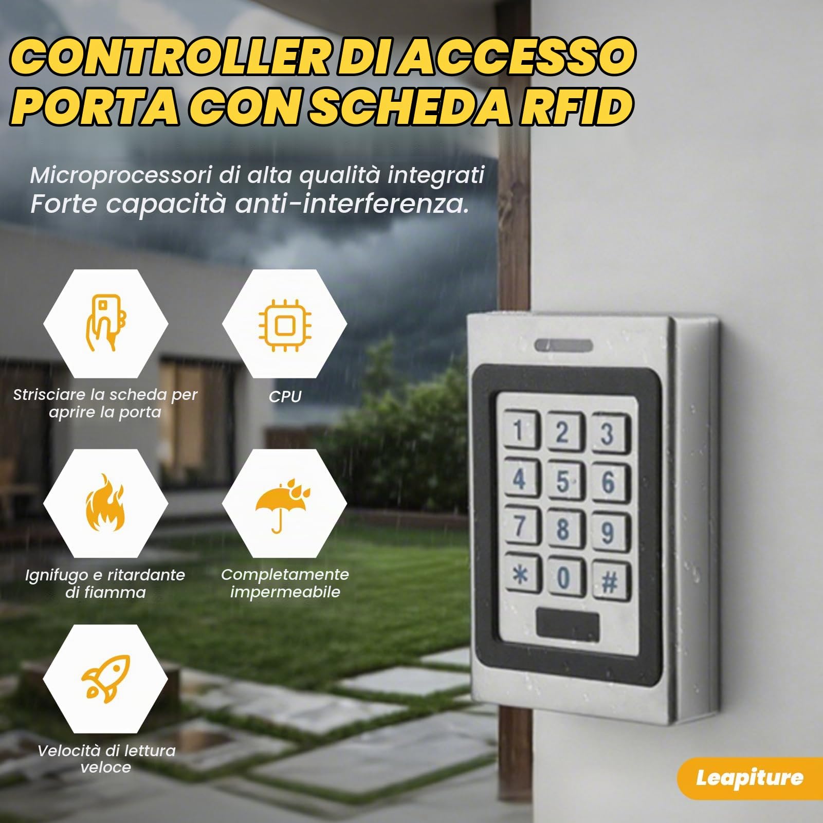 Tastiera di Accesso Senza Chiave Controller di Accesso per Porta Impermeabile con Tastiera Intelligente Aperta e Allarme di Smontaggio