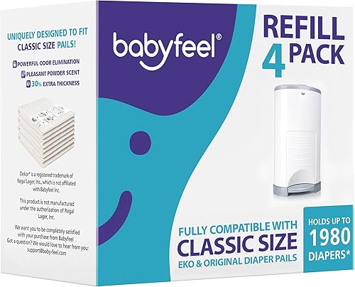 Babyfeel Recambios compatibles con cubetas de pañales DEKOR CLASSIC paquete de 4 Exclusivo 30 de grosor extra Recambios de cubo de pañales con