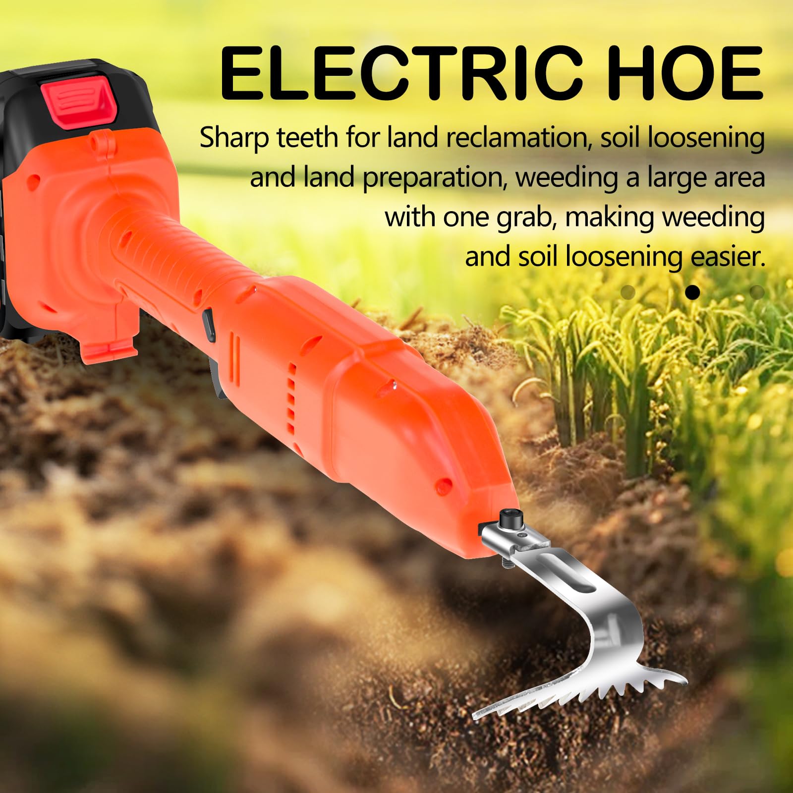 Motoazada, Motocultor de 21 V con Batería de Litio Recargable Motoazada de 2500 RPM con Doble Interruptor Herramientas de Jardín con Profundidad de Trabajo de 30 mm para Aflojar Tierra Y Desherbar