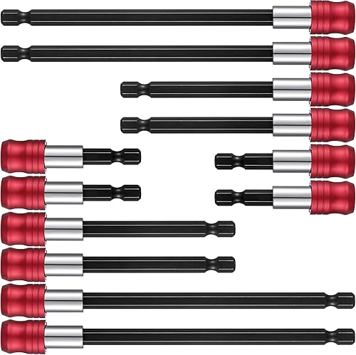 12 piezas de extensión de broca magnética, soporte de broca de extensión de taladro hexagonal de 14 pulgadas, broca automotriz, destornillador de