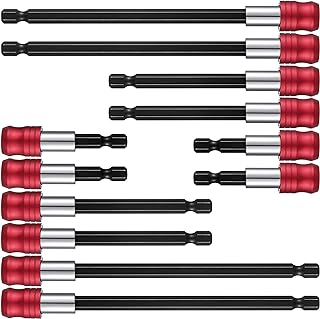 12 Pieces Drill Bit Extension Magnetic Drill Extension Bit Holder 1/4 Inch Hex Shank Automotive Drill Bit Quick Release Screwdriver Extender Adapter Set for Screws Nuts Drill Handheld Driver, 3 Sizes