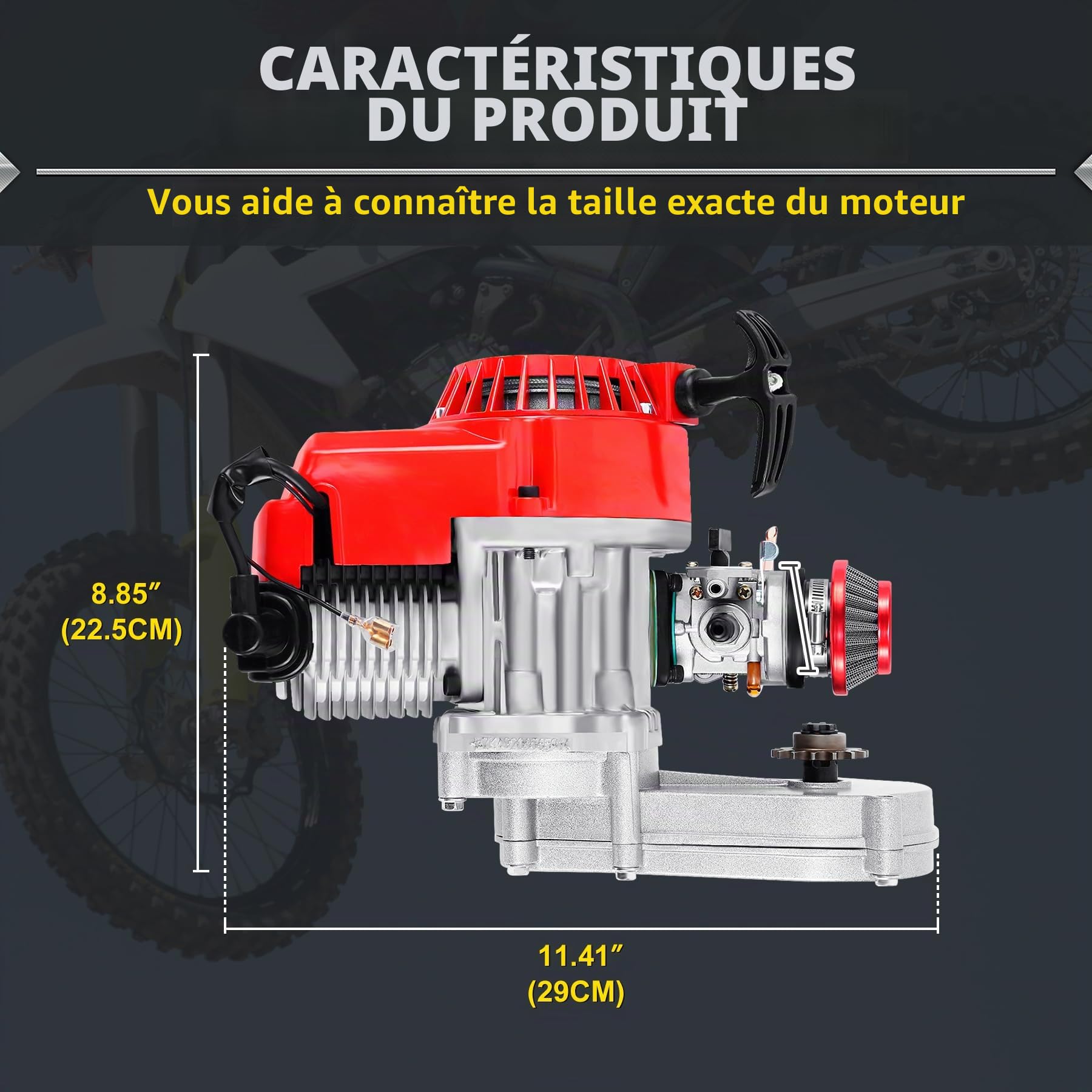 Samger 2 Temps 49CC Moteur Dirt Bike Cross Pocket bike Enfants Quad Mini Boîte de Vitesses Carburateur | Mini Boîte de Vitesses