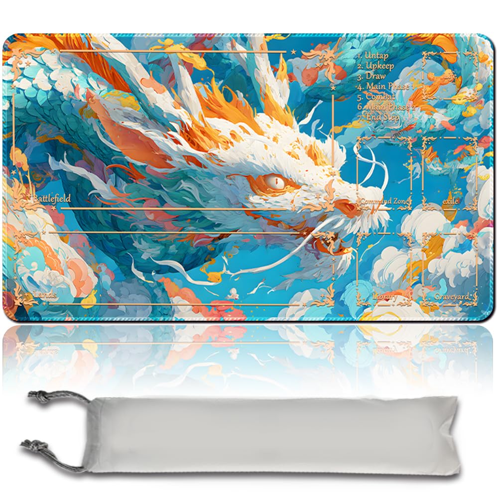 MTG Premium XXL Gaming Mat (60 x 35 cm) - High-Resolution Fantasy Design - Non-Slip Rubber Mat for TCG/CCG/MTG (with Zone, mtg50-1)
