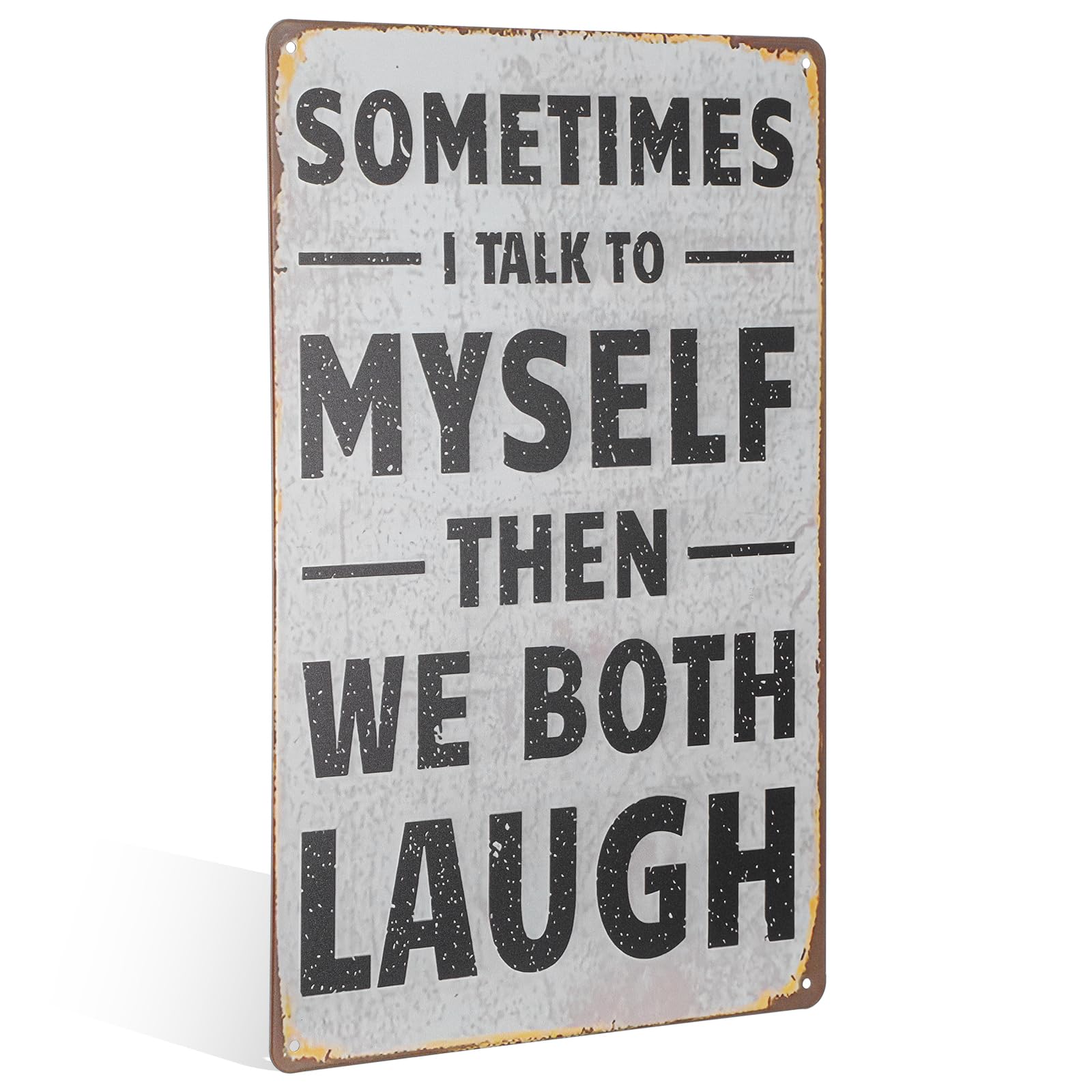 Amaxiu Funny Retro Metal Wall Art, Tin Sign Sometimes I Talk To Myself Vintage Wall Art Metal Signs Vintage Decor for Bathroom Man Cave Kitchen Decor(20x30cm)