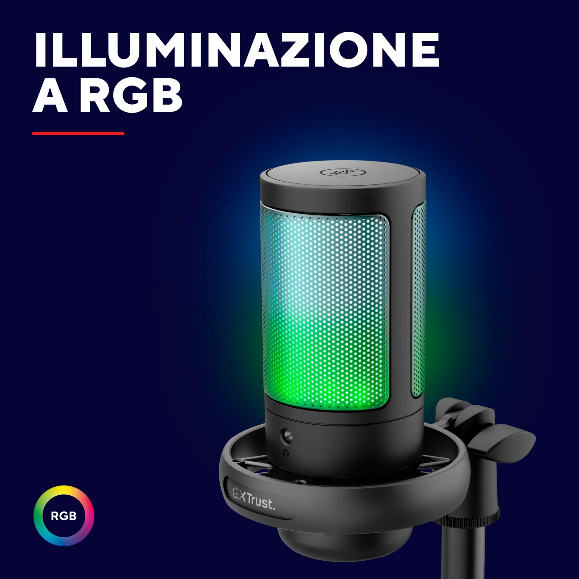 GXTrust 1238 Ruan Microfono USB con Supporto in Metallo, Shock-mount e Filtro Pop, Pattern Cardioide, Microfono Gaming USB per Podcast Youtube, ASMR, Streaming, Twitch, PC, PS4, PS5, Nero