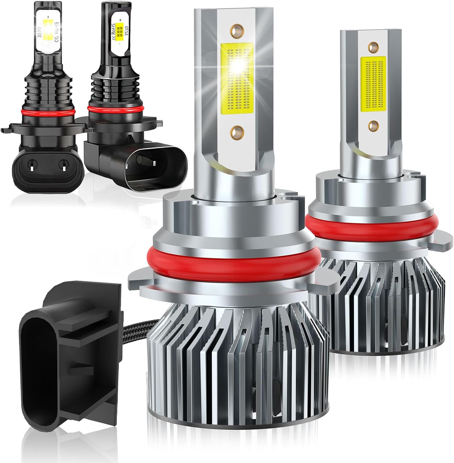 Compatible For Ford F150 F250 F350 1999-2003 Driving Light Bulb,600% Brightness High Low Beam Fog Light Bulbs Combo,Plug and Play,6500K White Bulbs,IP68 4pcs