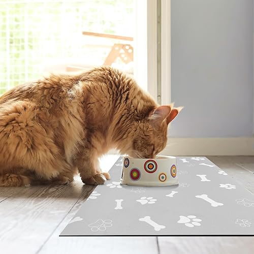 Miniatura 7 de Tapete de alimentación para mascotas, 12 x 20 pulgadas, tapete absorbente de comida para perros y cuenco de agua, almohadilla de secado rápido para