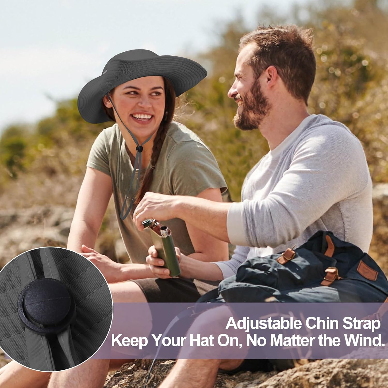 XL/XXL Bucket Hat for Big Heads, Quick-Dry UV-Protective Mesh Sun Hat with Adjustable Wide Brim, Unisex - Image 5