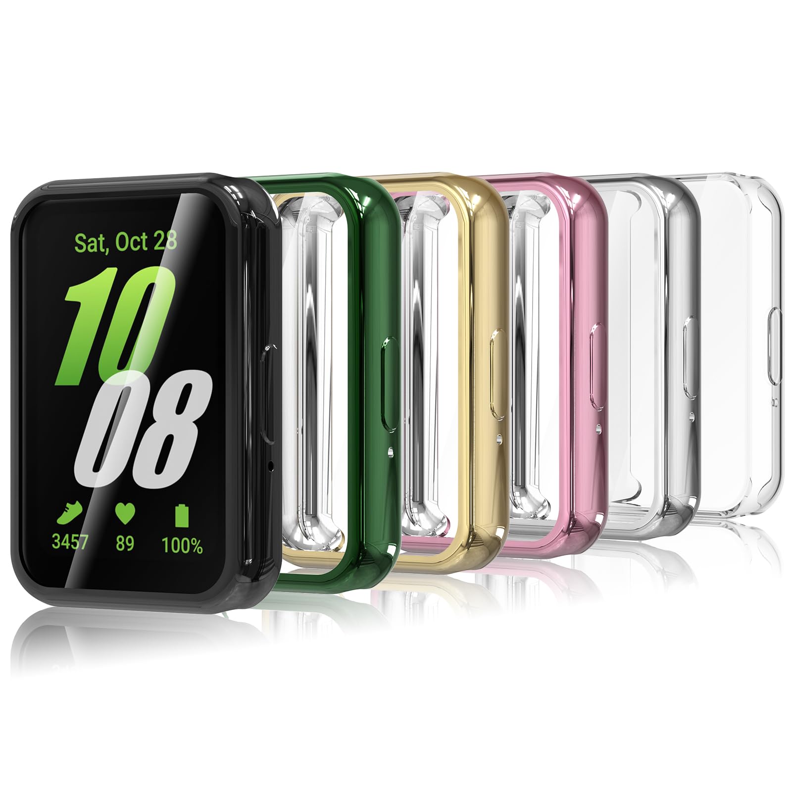 Bighan 6 Pack Screen Protector Case Compatible with Samsung Galaxy Fit 3, Soft TPU Screen Protector Bumper Cover Replacement for Galaxy Fit 3, Black&Green&Gold&Rose&Silver&Transparent-image-44