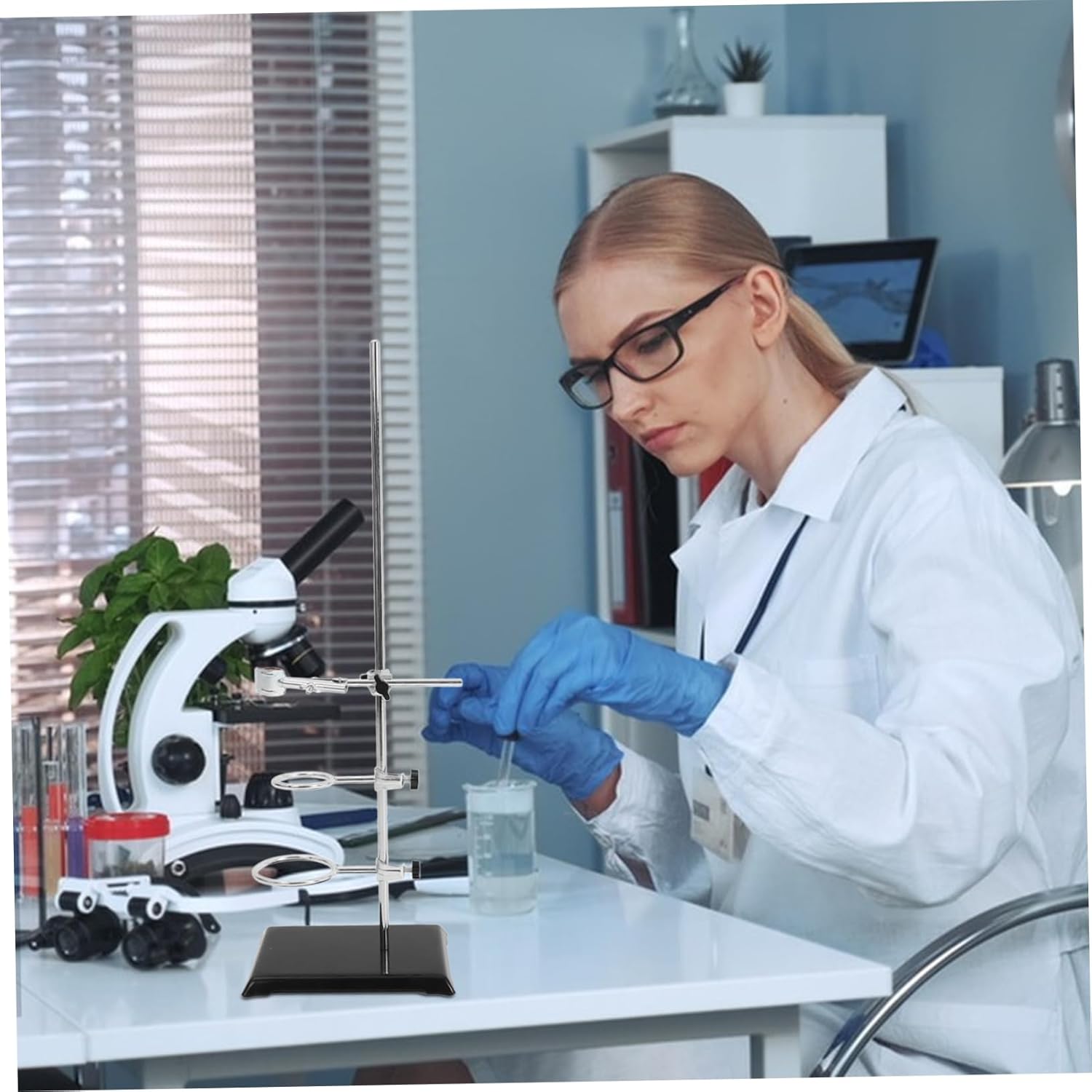 Laboratory Stand Clamp Base Support Equipment for Chemistry Experiments Funnel Holder Support Portable Stable Lab Metalware