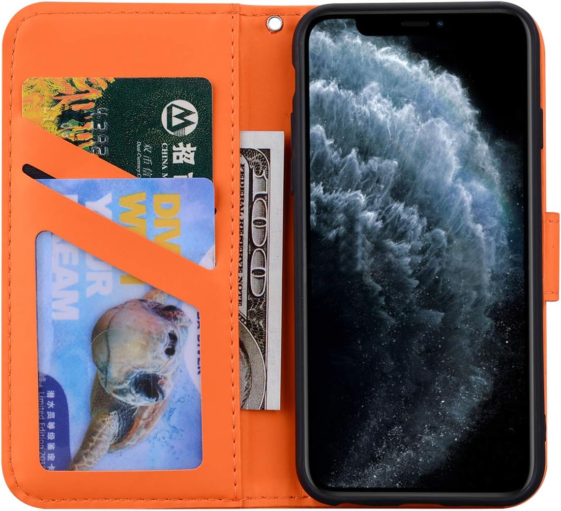 Чехол с кошельком для Samsung Galaxy S23 Ultra от Nadoli мультяшный рисунок с животными мягкий TPU внутренний дизайн в стиле книжка искусственная кожа функция подставки магнитная застежка откидная крышка оранжевый