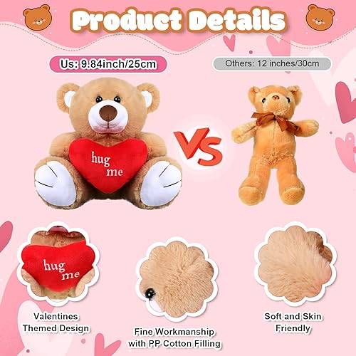 Miniatura 2 de Capoda Paquete de 12 osos de peluche para el día de San Valentín a granel de 10 pulgadas con tarjetas de felicitación de amor abrazadas, bolsas de