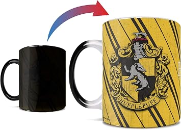 Morphing Mugs Harry Potter Hufflepuff Hogwarts House Crest 11 oz | Heat changing ceramic mug | Hidden design reveal | Home, office or travel use