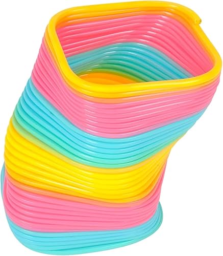 Miniatura 4 de The Dreidel Company Arco iris de resorte helicoidal cuadrado jumbo, recuerdo de fiesta para niños, 4.75 pulgadas (4.724 in) envuelto individualmente