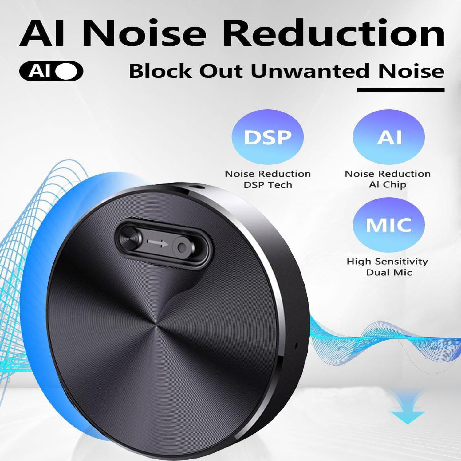 Inteligentny dyktafon z redukcją szumów AI i technologią DSP - urządzenie do nagrywania notatek AI z obudową, przenośny cyfrowy rejestrator audio, podwójny mikrofon