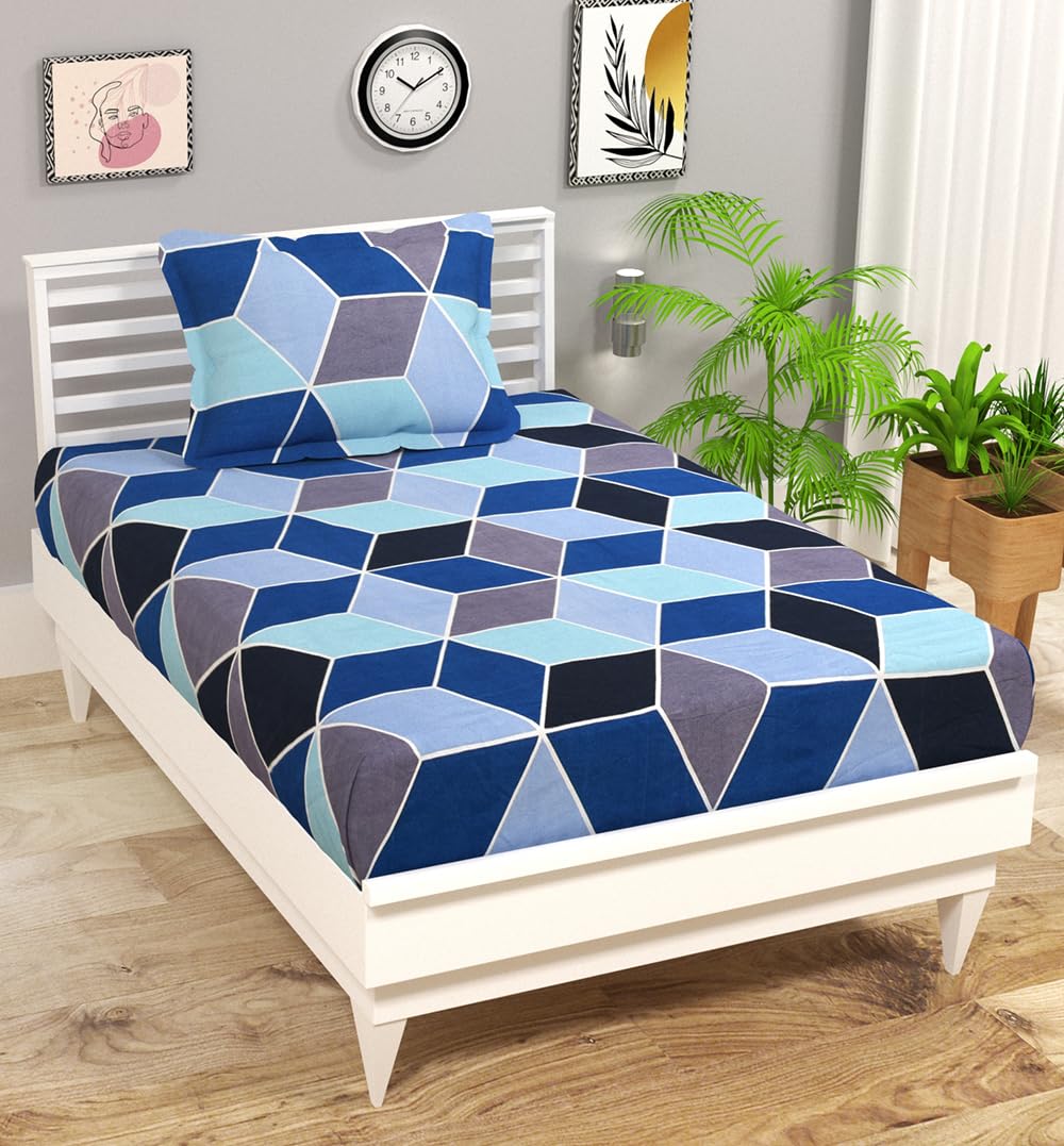 HOMEKART Microfiber Single Flat Bedsheet, 144 TC, Abstract Print, Dark Blue – Soft & Durable Bed Sheet (Pack of 1)-image-43