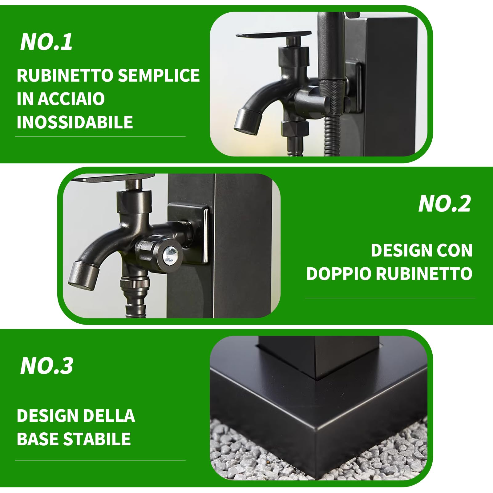 Robinet d'Extérieur Vertical en Acier Inoxydable, fontana da giardino esterno, Design Moderne et Élégant, Hauteur 60cm ou 95cm, Antigel Intégré, Pour Jardin, Terrasse, Villa