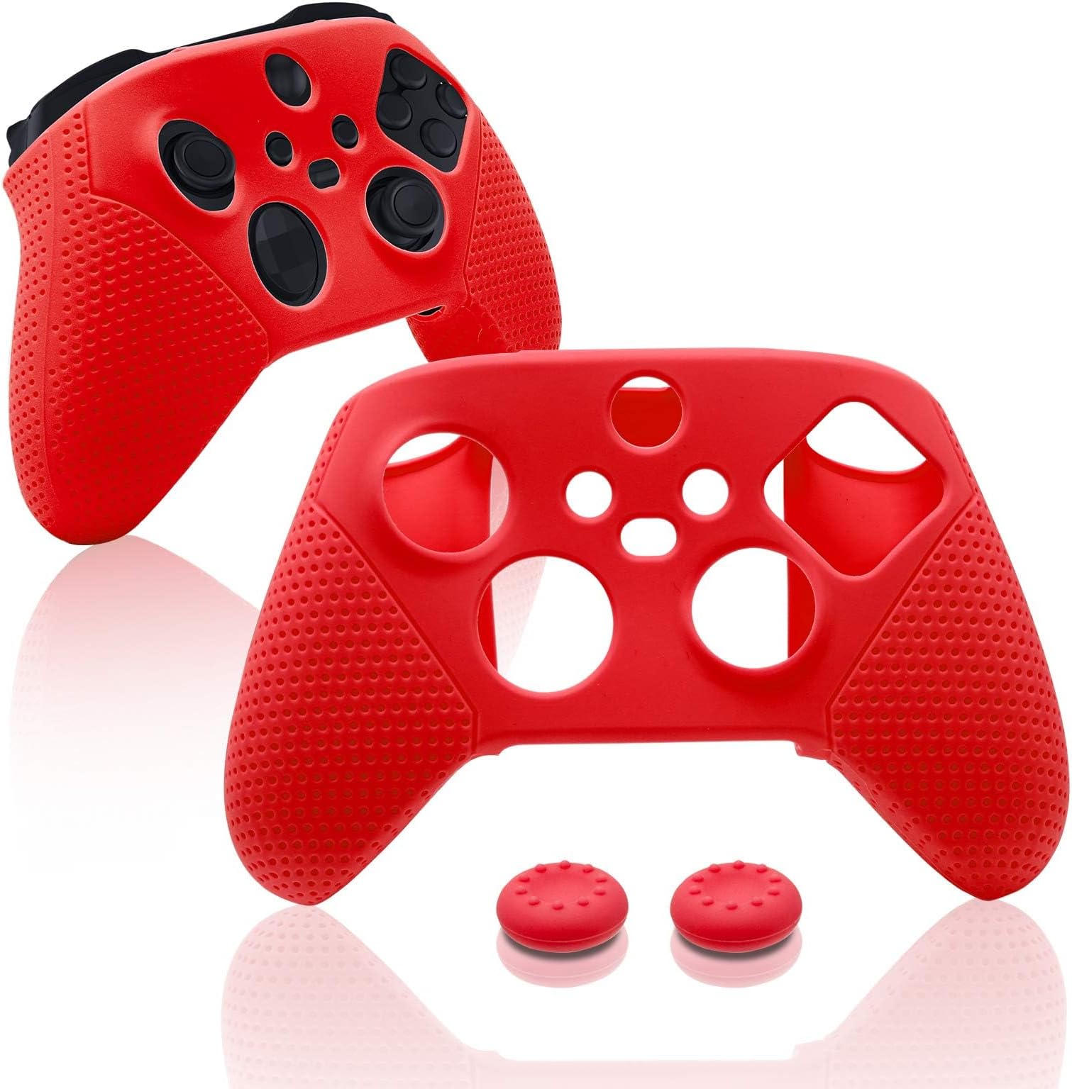ELECDON Silicone Case for Xbox Series S/X, Protective Case for Xbox Series S/X with Thumb Grips, Controller Shell for Xbox Series S/X (Red)