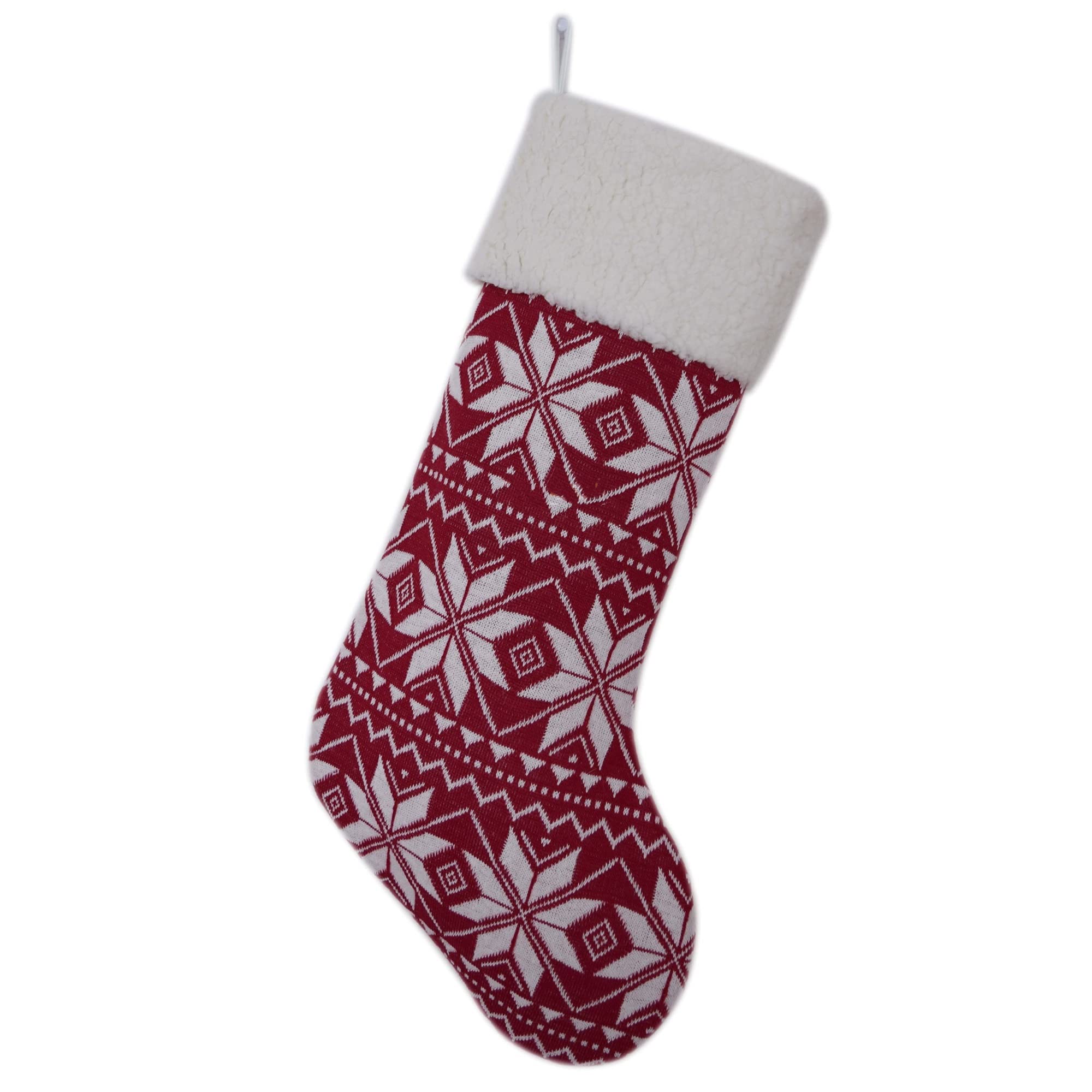 5 stücke Weihnachtsstrumpf Weihnachtsbaum Ornamente Rote gestrickte Schneeflocke Luxus Dekoration Anhänger Geschenk Tasche Socken
