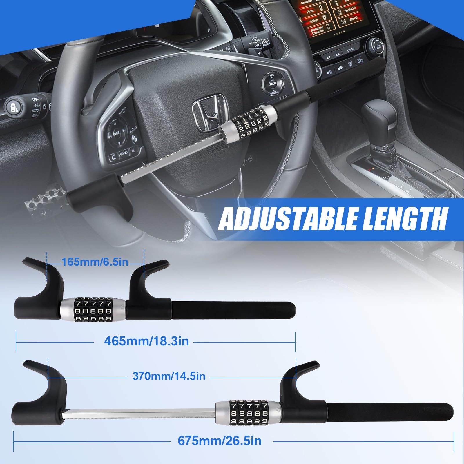 Lenkradkralle für Auto 5 Stelliges Zahlenschloss Heavy Duty Lenkradschloss für Auto Anti Diebstahl Vorrichtung SchlüSselloses Lenkradschloss Universal Lenkradkralle für Pkws Lkws Wagen Vans SUV
