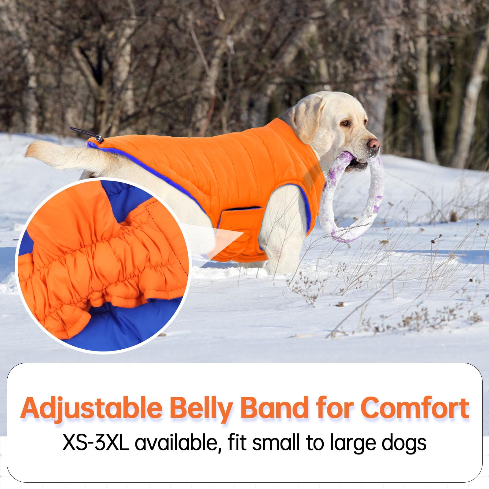 Lelepet Abrigo cálido para perro, abrigo de invierno reversible para perro, chaleco acolchado resistente al viento, chaleco de invierno ligero para perro con adhesivo mágico, abrigo para perros