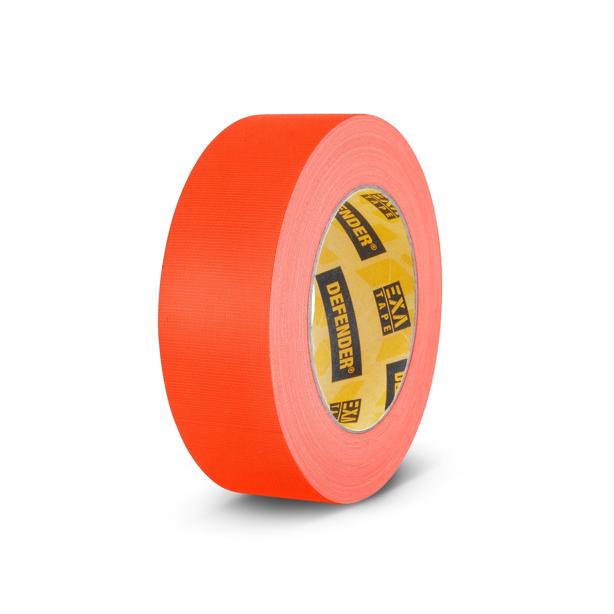 Defender EXA-TAPE gaffer tape – fabric adhesive tape for masking, fastening, and marking, high adhesive strength, tearable by hand, neon look, matt, neon orange, 38 mm × 25 m