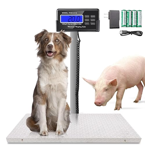 Miniatura 7 de Báscula para mascotas para perros grandes, escala de ganado de 1100 libras x 0.2 libras para razas grandes, báscula postal de animales con
