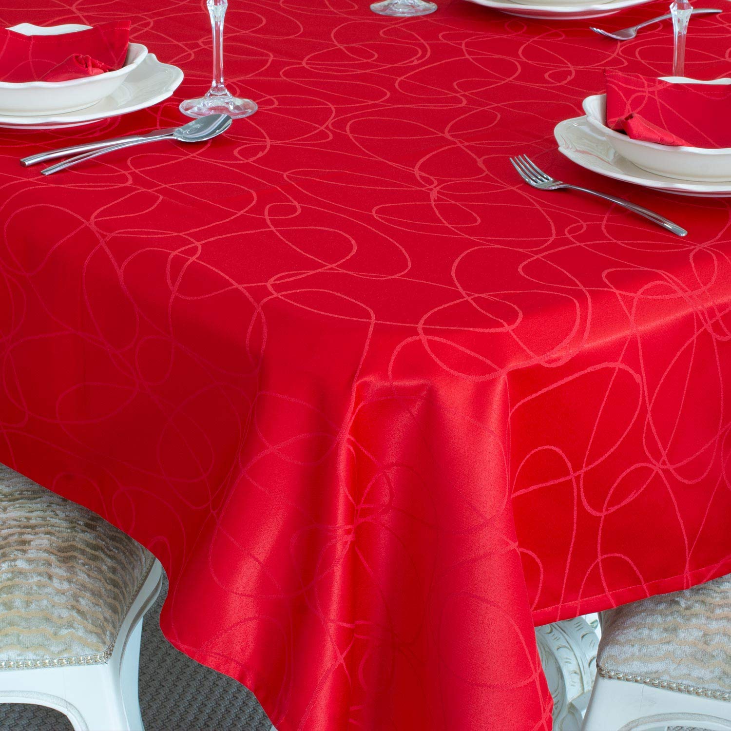 BGEUROPE Tovaglia - Antimacchia - Rosso - Ref. Lines - 150cm x 350cm