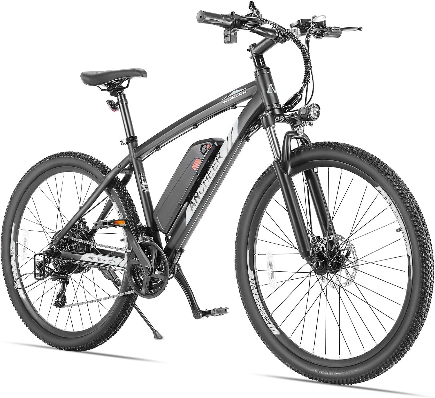 ANCHEER 26/27.5 '' Electric Bike for Adults, Peak 500W/750W Ebike, 3 Hours Fast Charge, 60 Miles Electric Bicycle with 374/499Wh Battery, Electric Mountain Bike with 7/21 Speed