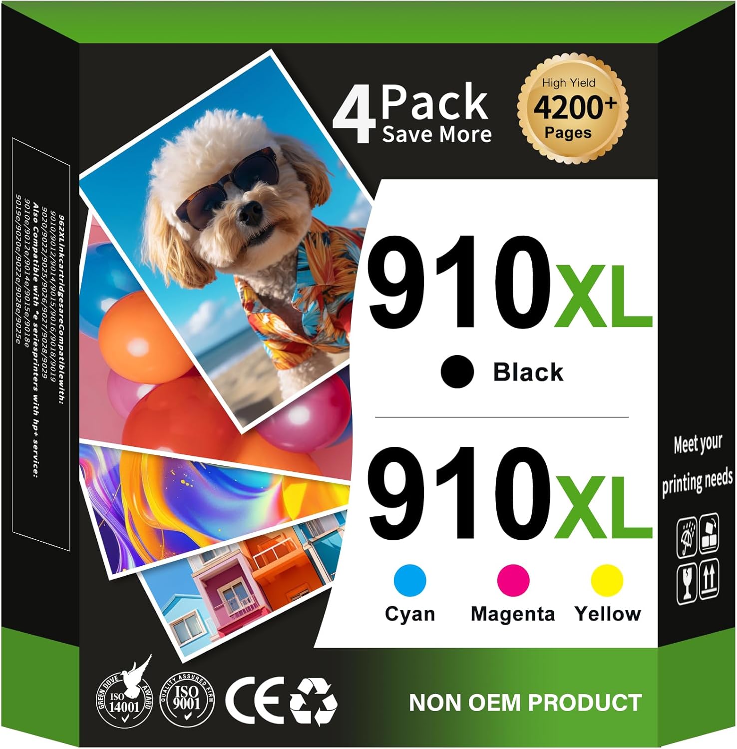 910XL Ink Cartridges Combo Pack for HP Printers Replacement for HP 910XL 910 XL Black and Color Combo Pack to use with OfficeJet Pro 8025e 8025 8028e 8028 8035e 8035 OfficeJet 8015e 8022e Printers