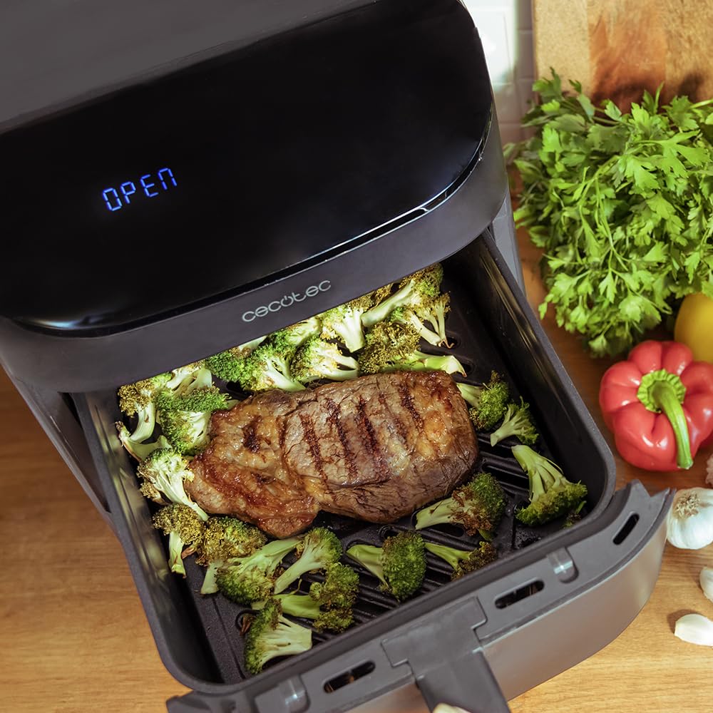 Cecotec Freidora de Aire sin Aceite, Horno y Grill de 11 L Cecofry FoodCourt 11000 Connected C. 1850 W, Diseño 3 en 1, Sincronización, 8 Modos de Cocción Preestablecidos, APP y Wifi, 40 a 230ºC