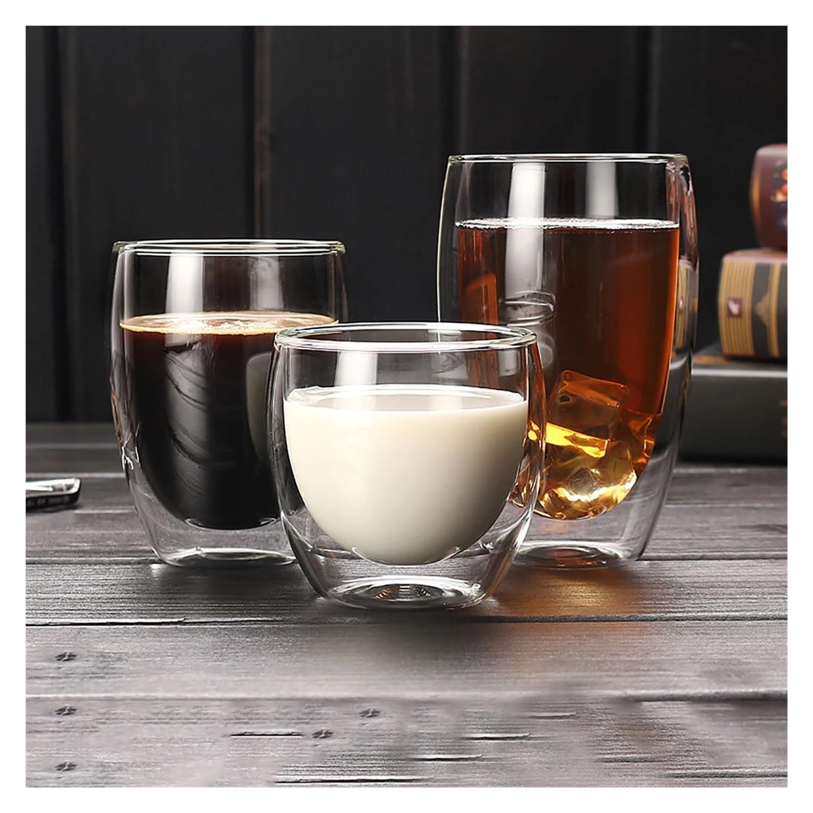 Zestaw 6 filiżanek ze szkła borokrzemowego o podwójnych ściankach żaroodpornych do herbaty, mleka, soków owocowych, kawy (150 ml, 2 szt.)