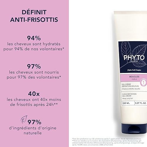 Miniatura 2 de PHYTO Curls Definition Gel-Cream Day 1 - Potenciador de rizos sin silicona para cabello ondulado y rizado (2A - 3A) - Antiencrespamiento 24 horas,