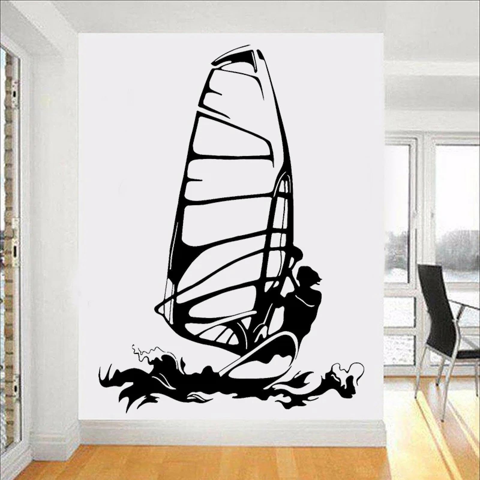 SHELOG Pegatina de pared de surfista, deportes, windsurf, cometa, surf, deportes acuáticos, vinilo, pegatina de pared para decoración Interior de la habitación del hogar