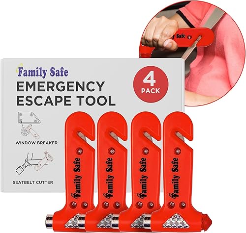 Miniatura 10 de Paquete de 2 herramientas de escape de emergencia cortador de cinturón de seguridad para romper ventanas