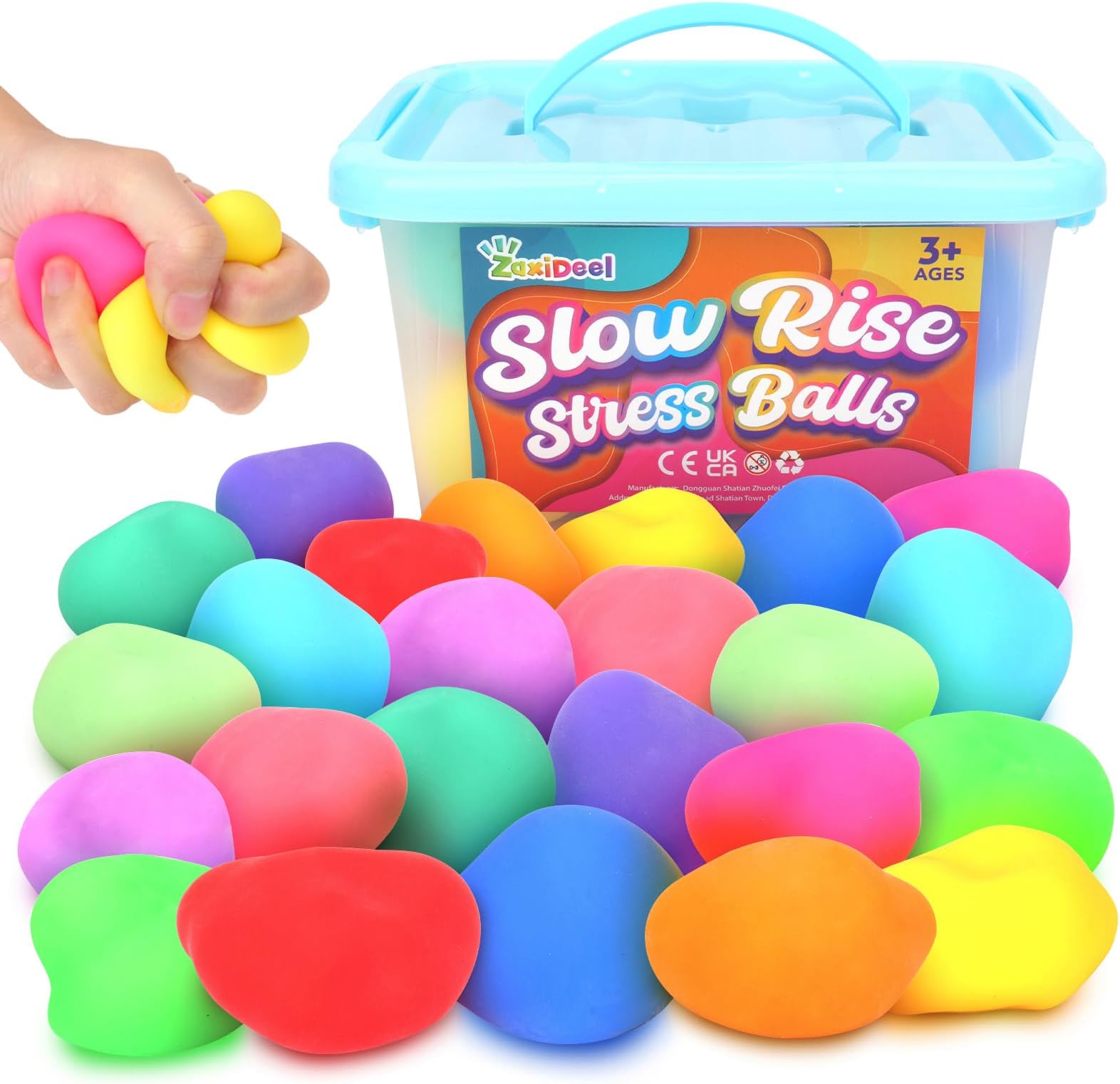 Squishy Stress Balls for Kids - 24 Pack Dough Squishy Fidget Toys for Anxiety Relief, Classroom Prize Party Favors Bulk Toys, Goodie Bags Stuffer for Kids, Easter Basket Stuffers for Boys Girls
