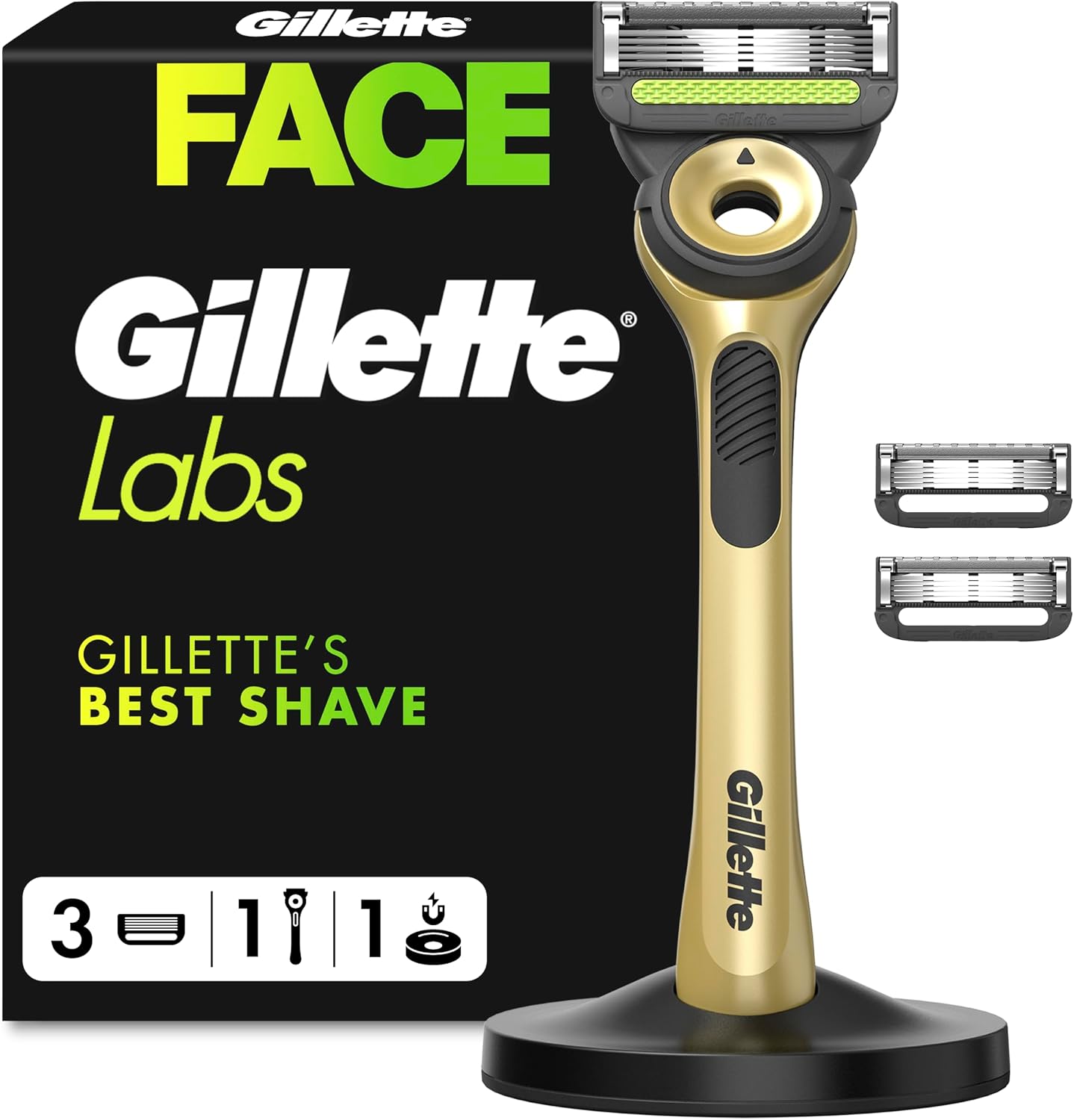 GilletteLabs with Exfoliating Bar, Razor for Men, 1 Handle Plus 3 Refills