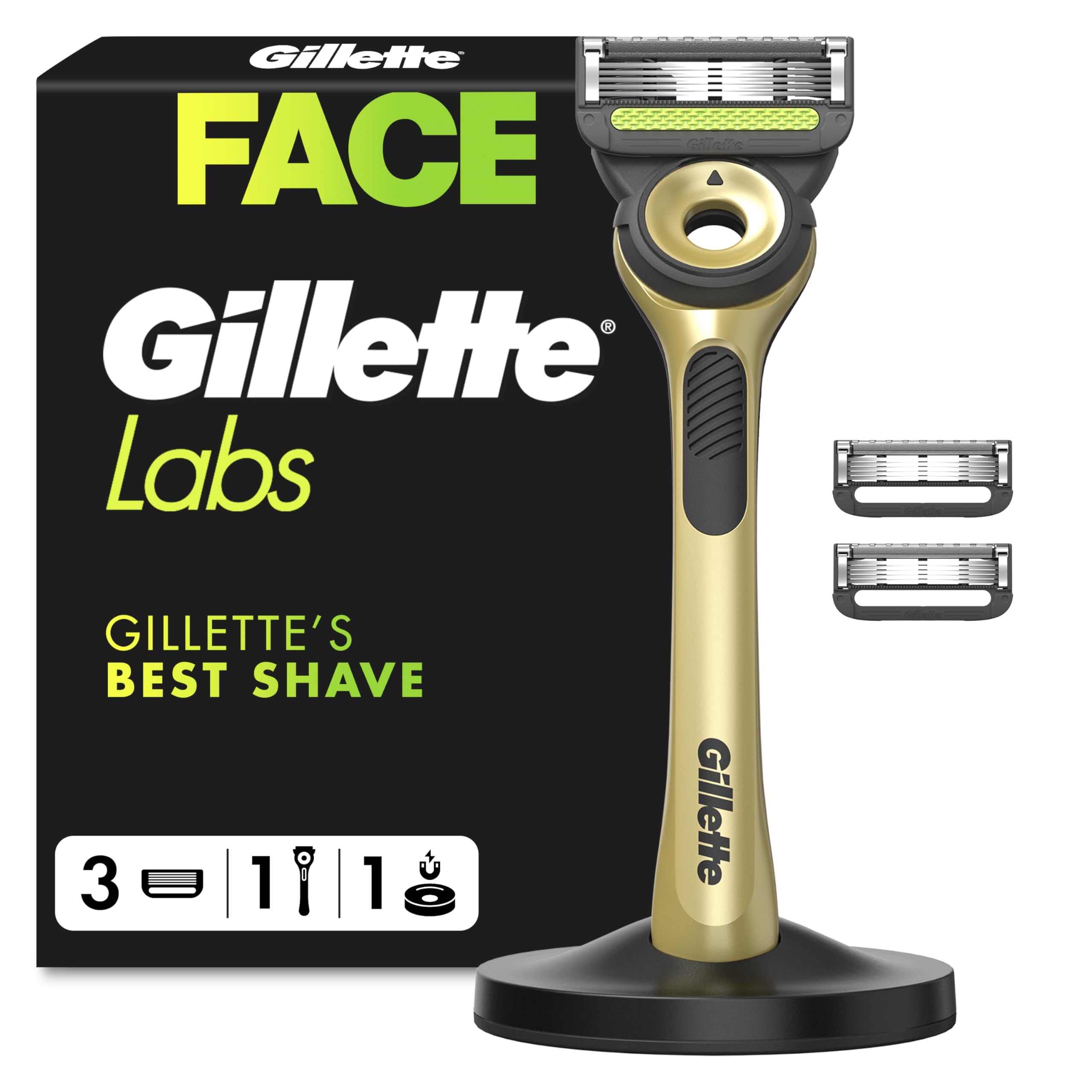 GilletteLabs with Exfoliating Bar, Razor for Men, 1 Handle Plus 3 Refills