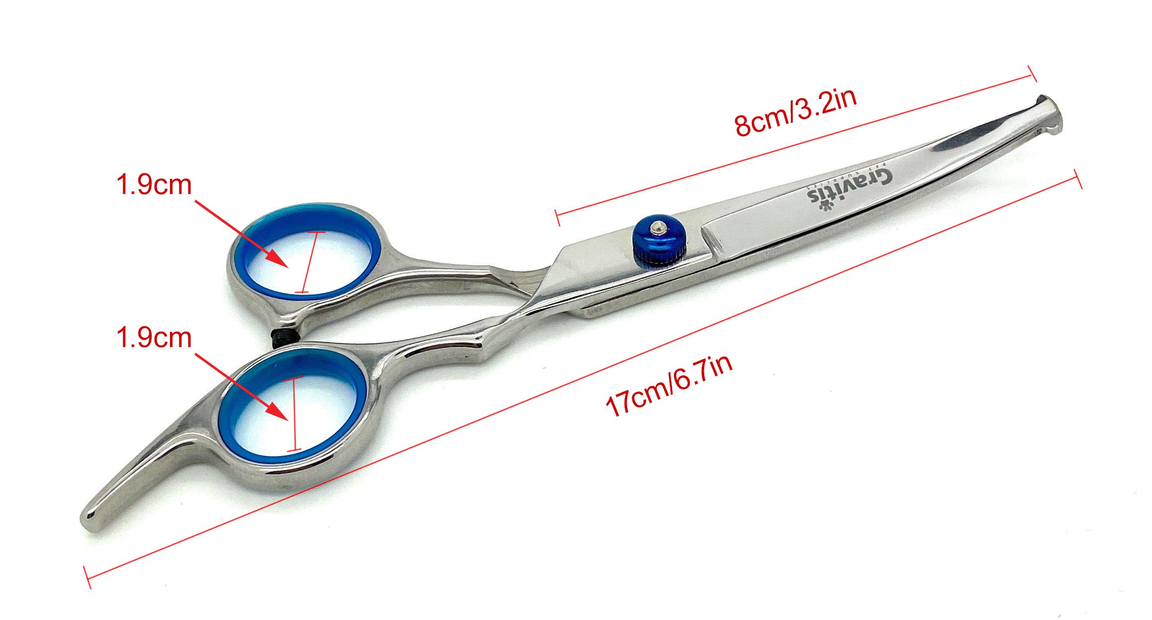Pet Supplies Professionelle Fellschere für Hunde, 5-teiliges Set mit Etui, 2 x gebogene Scheren, Effilierschere (Mischschere), gerade Schere und Kamm (blau)