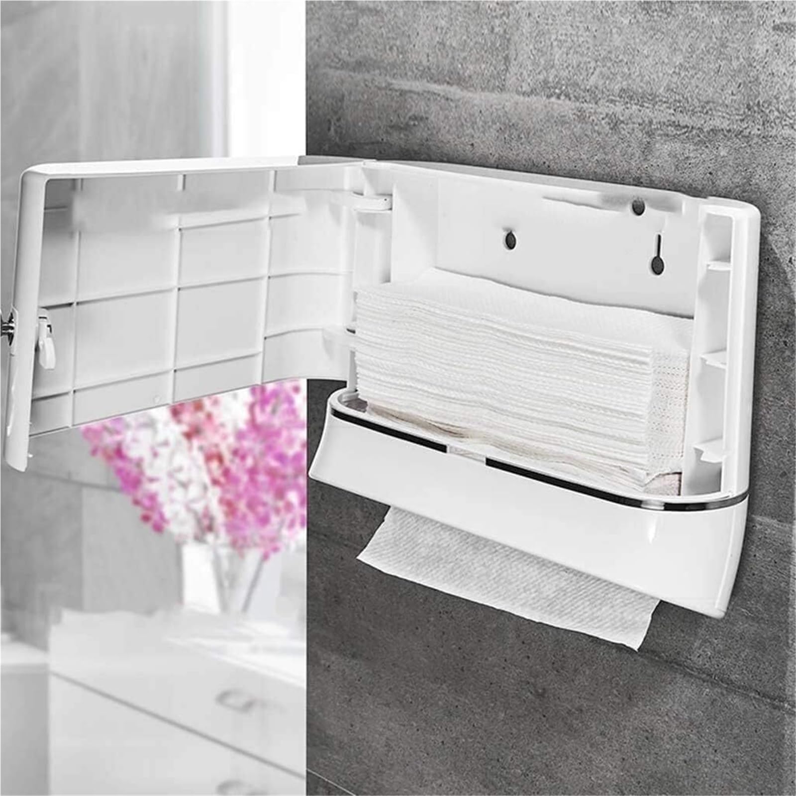 Dispenser di asciugamani di carta a parete | Dispenser di asciugamani, design senza perforazione, for la casa pubblica(Black)
