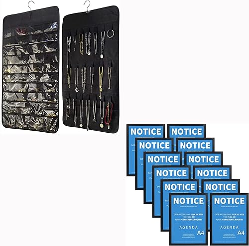 Juego de 2 organizadores de joyas colgantes con 12 paquetes de 8.3 x 11.7 certificados, marco magnético