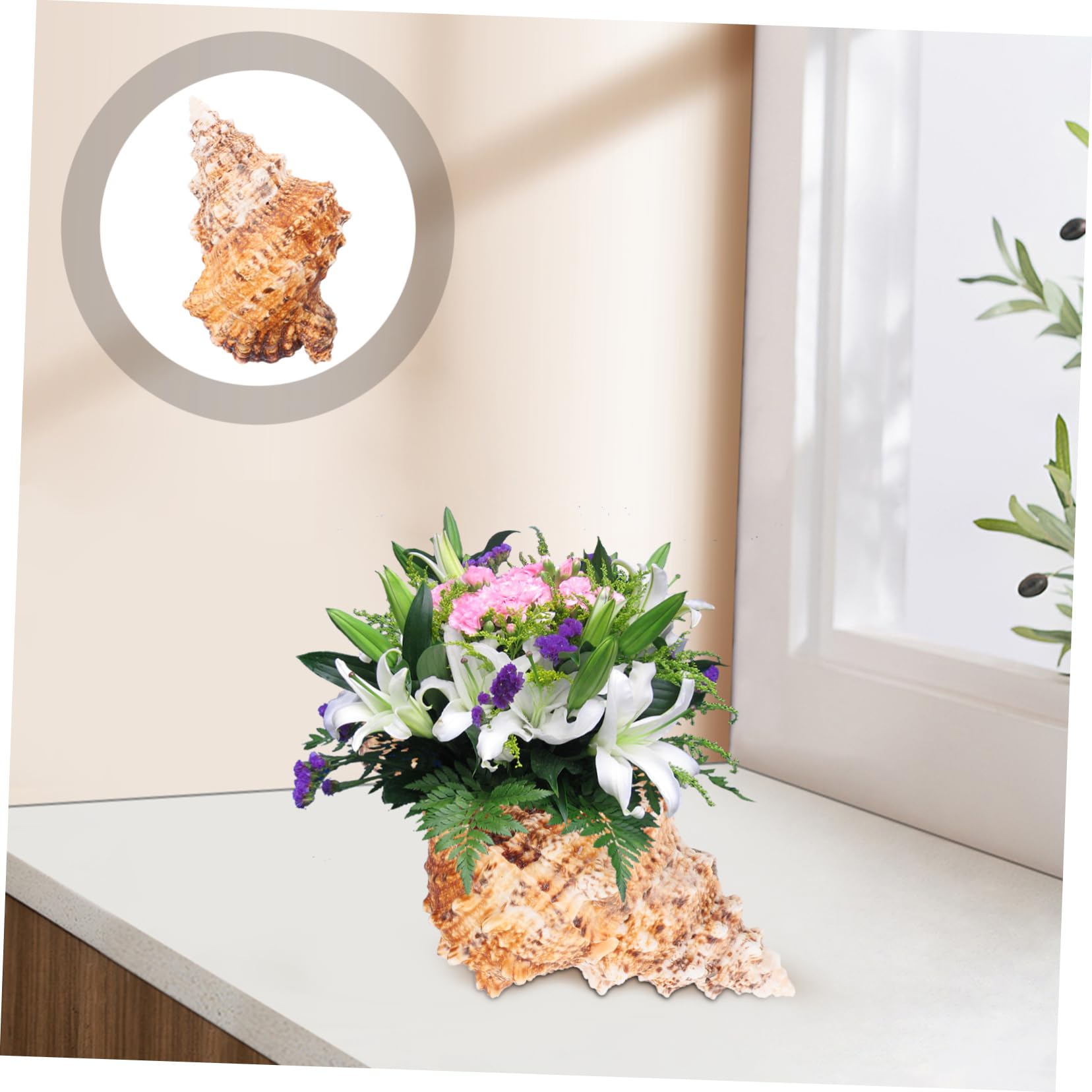 TOPBATHY 3St Eimer mit Muschelblumengesteck Vase Blumentöpfe Pflanztöpfe Blumentopf natürlicher Muschel-Pflanztopf Muscheln zur Dekoration Naturstein Eimer für Blumenarrangements Ornamente