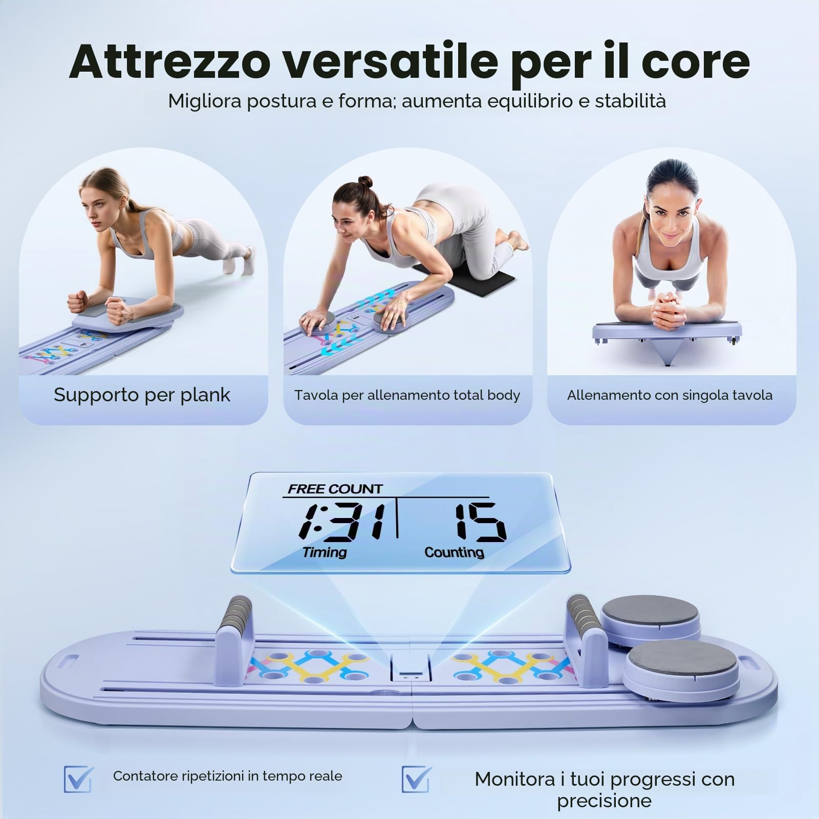 5 in 1 Pilates riformare macchina per la casa Tavola addominale pieghevole con rimbalzo automatico Ruota addominale Pilates attrezzature di allenamento per tutto il corpo Pilates reformer