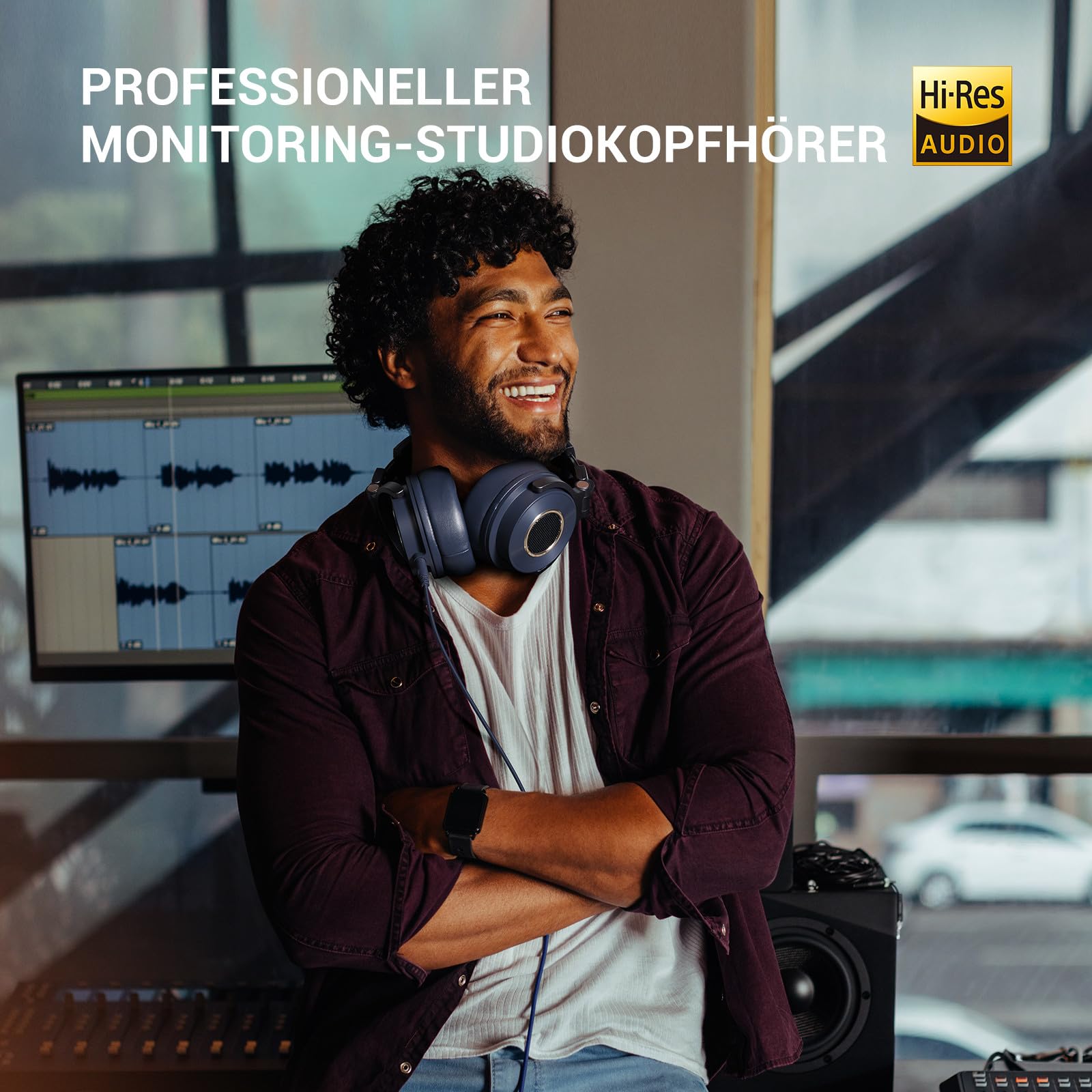 OneOdio Kopfhörer mit Kabel, Monitor 60 Professioneller geschlossener Studio Kopfhörer 38 Ohm, Kopfhörer Over Ear mit 50mm Treiber Hi-Res Audio, Abnehmbares Kabel(3.5mm/6.35mm), für Podcast, Handy, PC