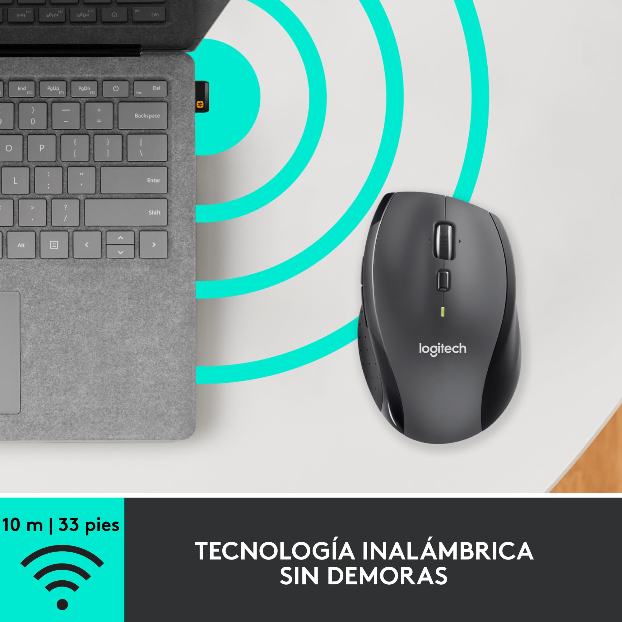 Logitech M705 Marathon Ratón inalámbrico | Receptor USB 2,4 GHz, 1000 DPI, 5 Botones Programables, Batería 3 años, PC/Mac/Portátil/Chromebook