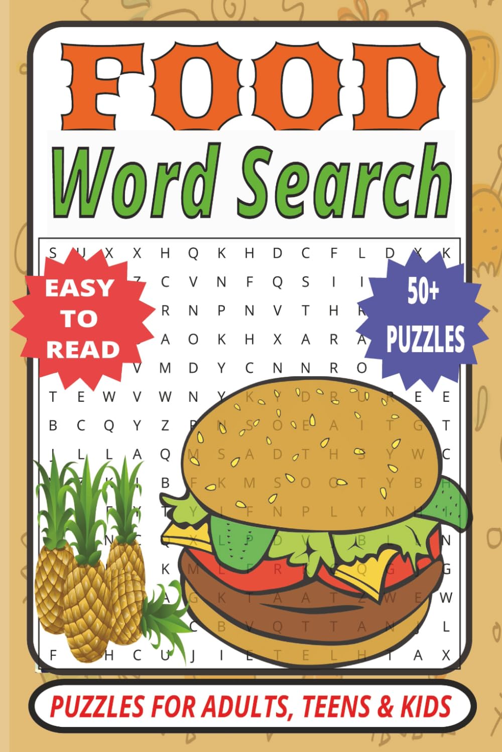 Food Word Search: Easy to Read food word search puzzles for adults, Teens & Kids | 50+ Word search puzzles for Food Lovers