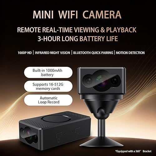 Miniatura 2 de Mini cámara WiFi, cámara de niñera para el hogar, cámara de seguridad interior  1080P HD, emparejamiento rápido Bluetooth  Funciona consin WiFi para