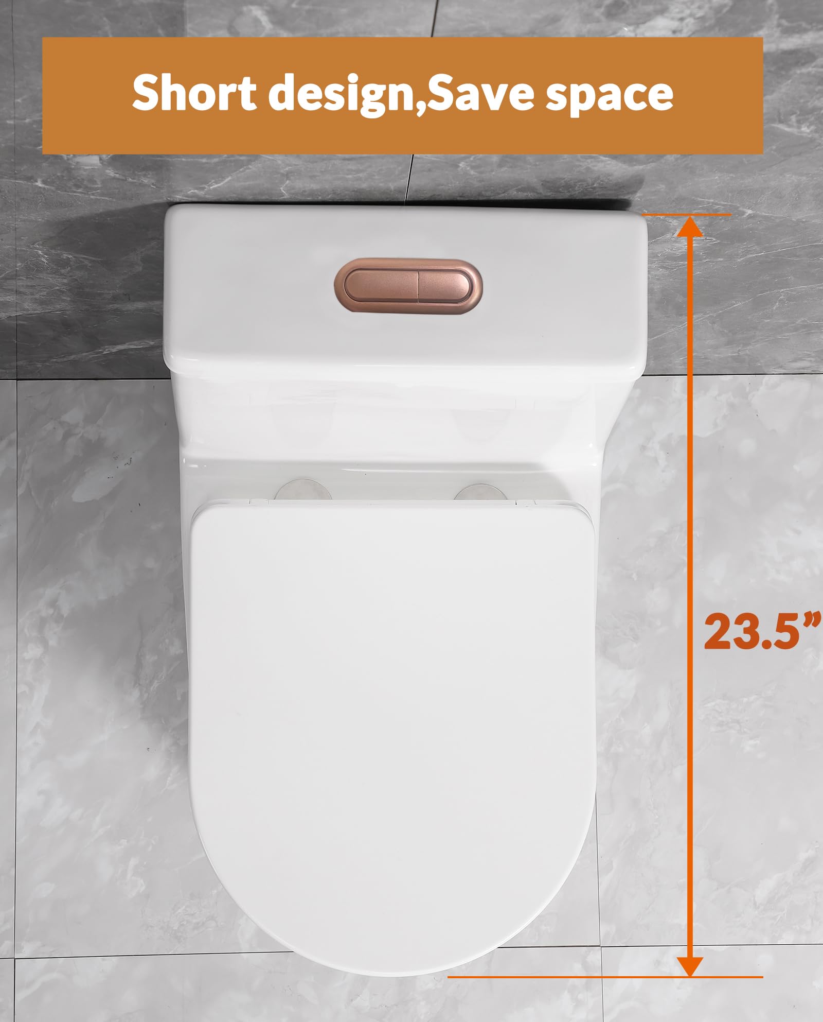 SouNor One Piece Small Compact One Piece Toilet For Modern Bathroom With Rose Gold Button 12