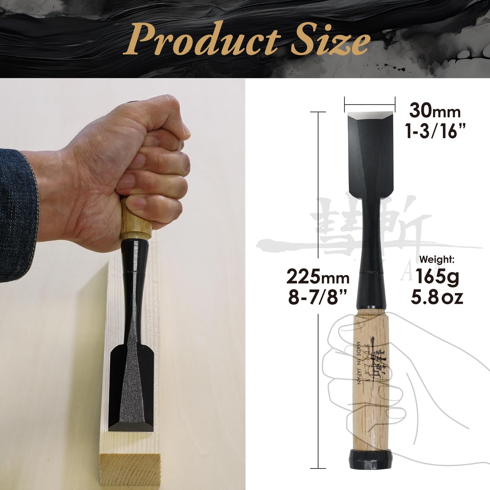 SUIZAN Japanese Wood Chisel 30mm - Professional Oire Nomi Woodworking Tools - Image 3