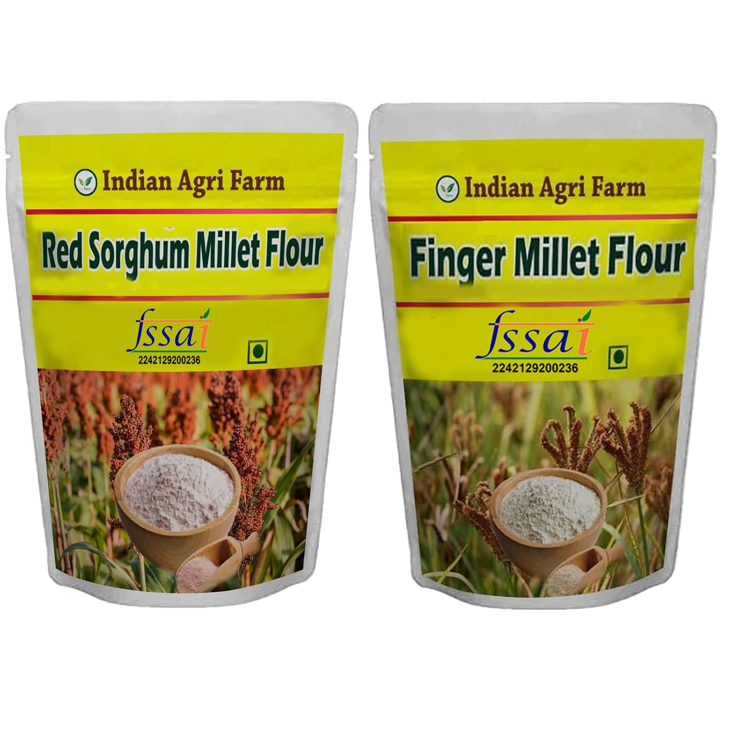 Iagrifarm Millet Flour Combo (Pack of 2, Each 500g) (Red Sorghum, Finger Millet Flour)